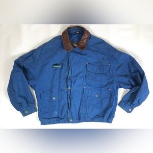 Field & Stream Vintage Linen/Cotton Lamb Leather Zip/Button Jacket